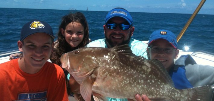 Yellowtail snapper charter off Marathon provides large red grouper.