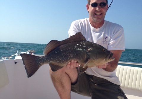 Jim caught this fat red grouper on a half day fishing charter off Marathon Key.