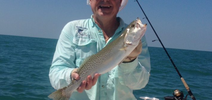 Jim caught this trophy size sea trout fishing a wreck in the Fl Bay, Marathon charter fishing at it best.