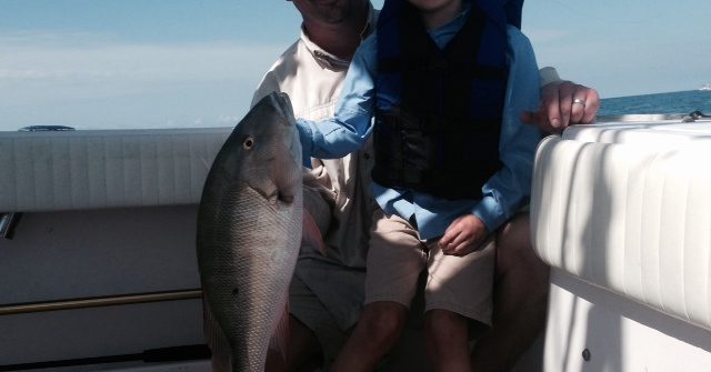 Mutton snapper caught on a reef fishing charter off Marathon.