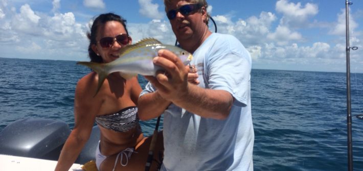 Erica’s yellowtail snapper caught on a 3/4 day charter off Marathon in the Fl Keys.