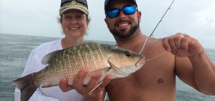 Shannon’s first mangrove snapper caught off Marathon in the Fl Keys.