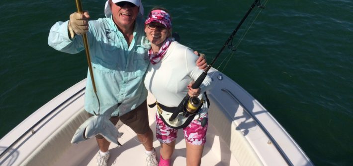 Melissa’s first blacktip shark caught on a fishing charter off Marathon in the FL Keys.