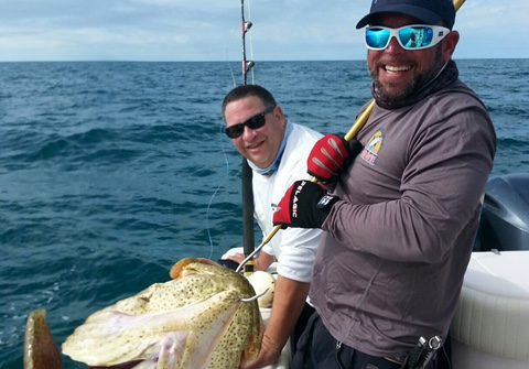 Wayne with his monster goliath grouper we caught in the bay off Marathon on a full day charter with Capt. Doug!