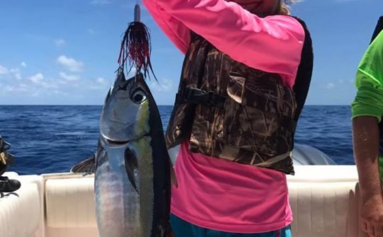 Nice lil blackfin tuna for my little lady angler. What a great job on the rod!