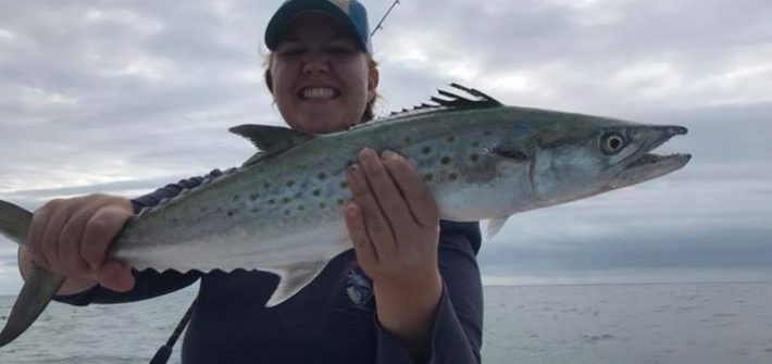 Nice Spanish mackerel from today’s half day trip in the bay. Even with the stron…